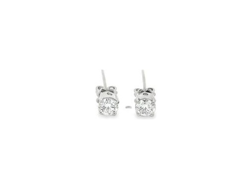 18K White Gold Solitaire Stud Earrings with Natural Round Diamonds